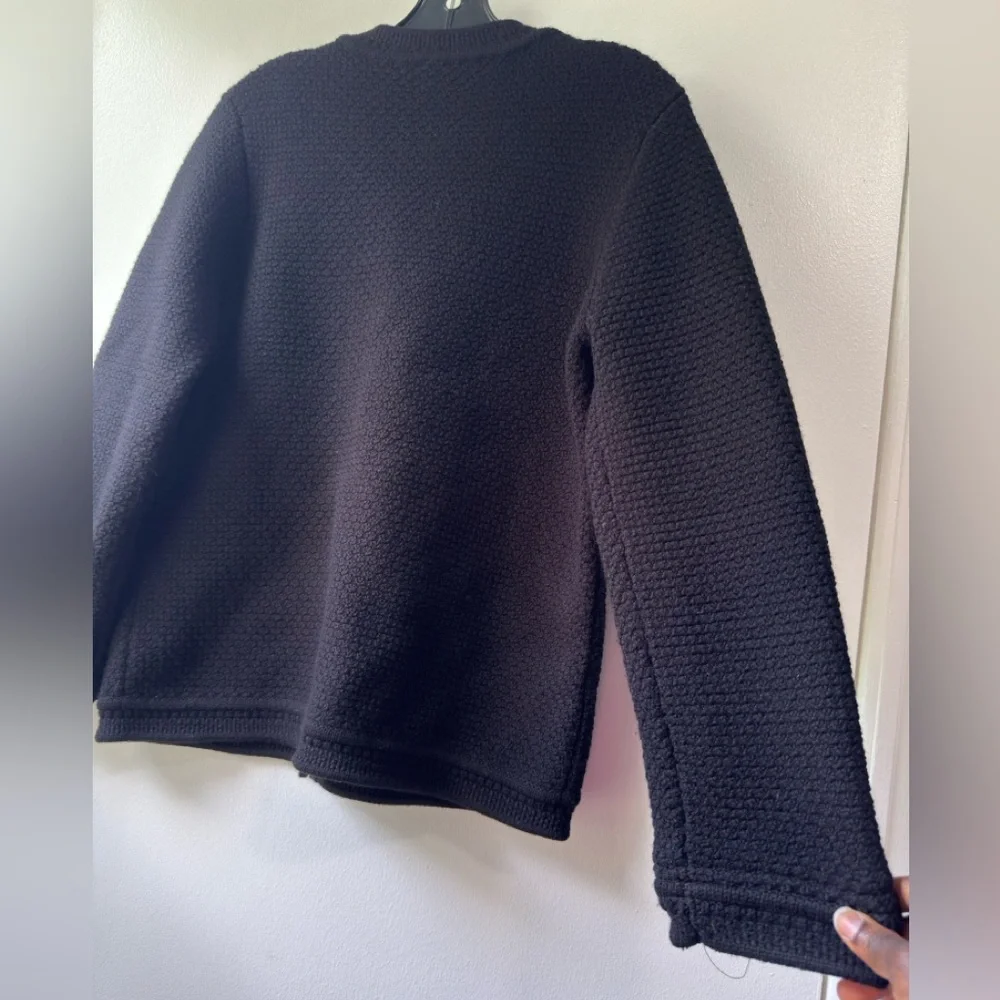 CHANEL Uniform Wool Black Textured Cardigan Sweater